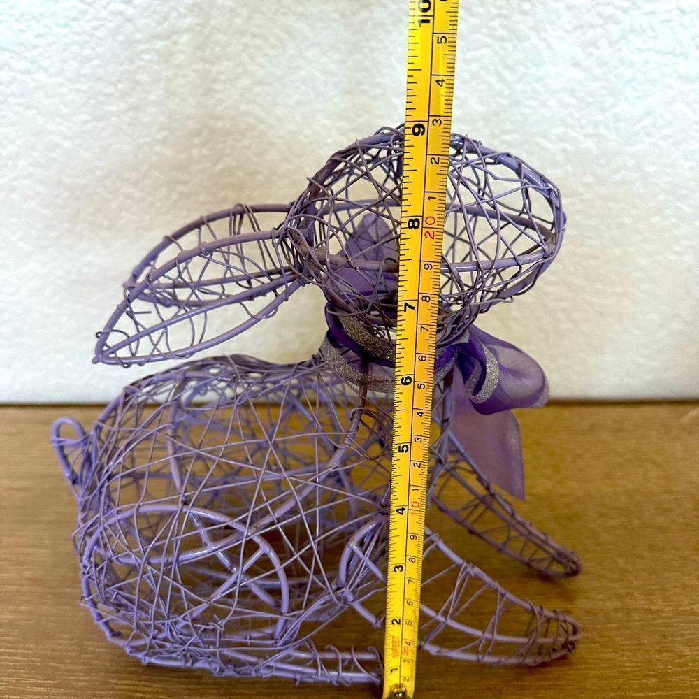 Easter Bunny Rabbit Purple Wire Spring Decor Figure - Picture 2 of 2